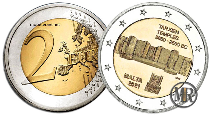 2 Euro Commemorativi Malta 2021 Templi di Tarxien