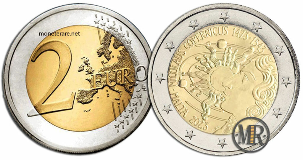 2 Euro Commemorativi Malta 2023 Copernico