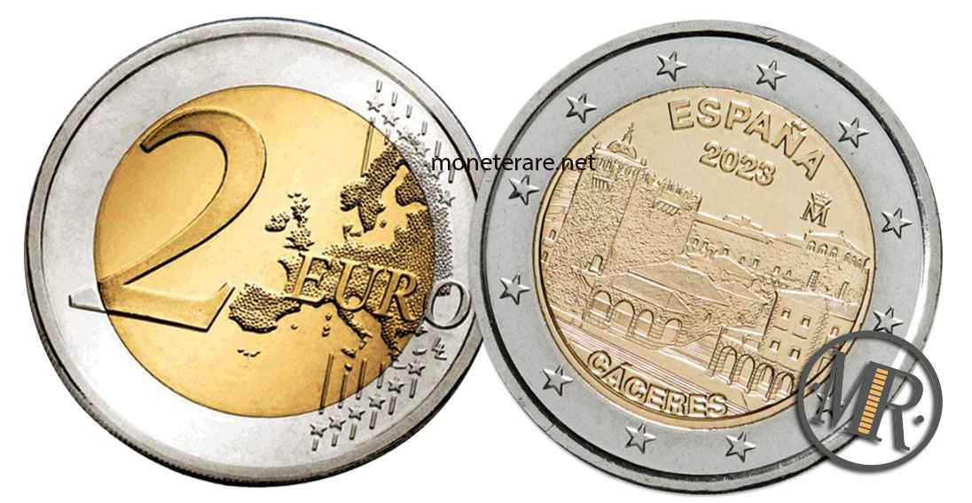 2 Euro Commemorativi Spagna 2023 Centro Storico Cáceres