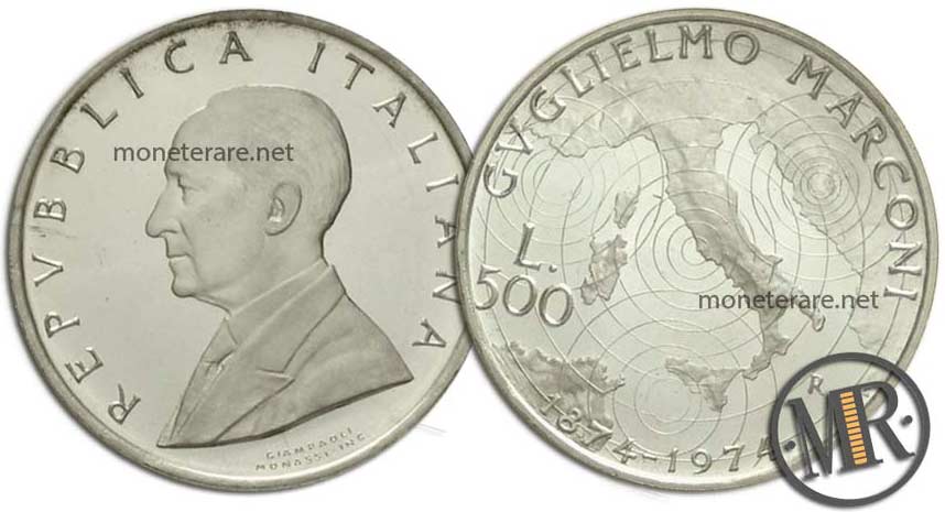 Guglielmo Marconi 500 Lire Commemorative Argento 